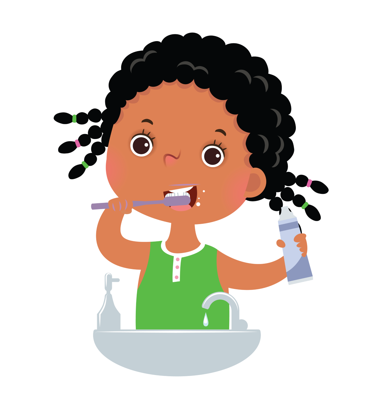 Little girl brushing teeth